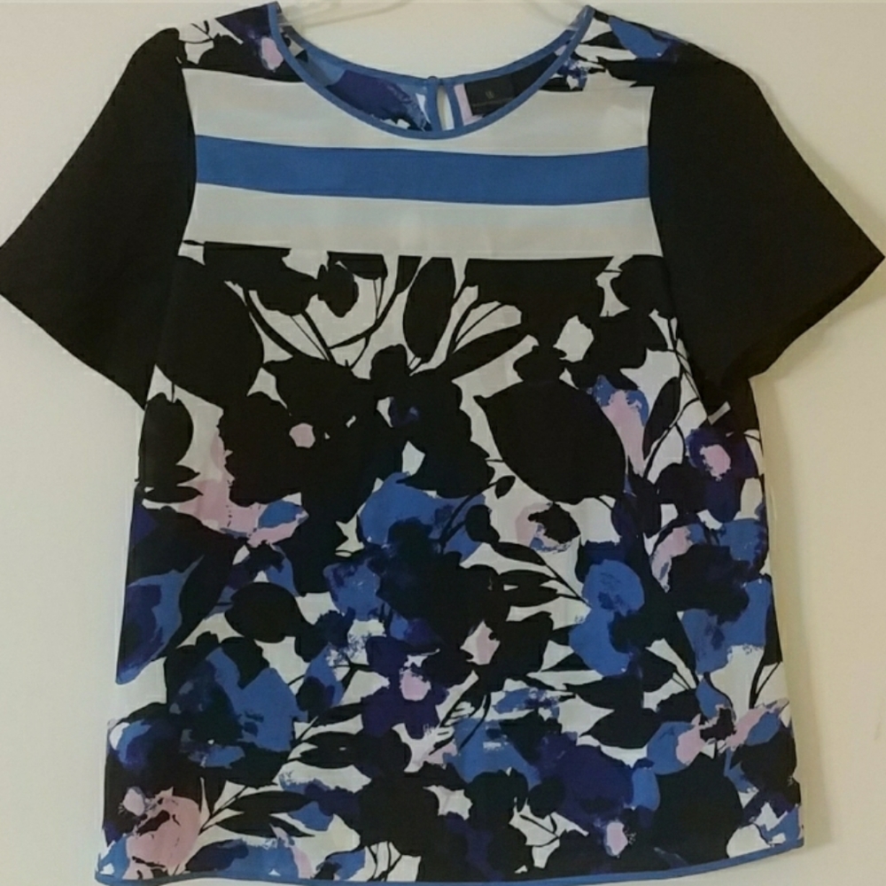 WORTHINGTON Floral Striped Top M